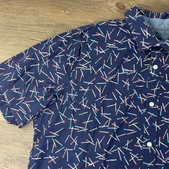 Union Men’s Navy Blue Short Sleeve Button Down Match Shirt, size XL - Picture 2 of 8